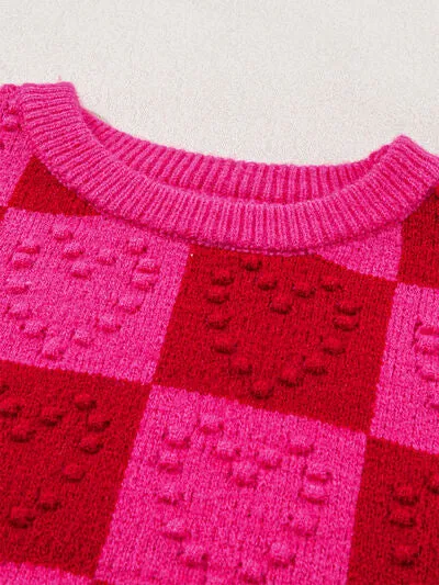 ❤️ Plaid Heart Round Neck Sweater ❤️