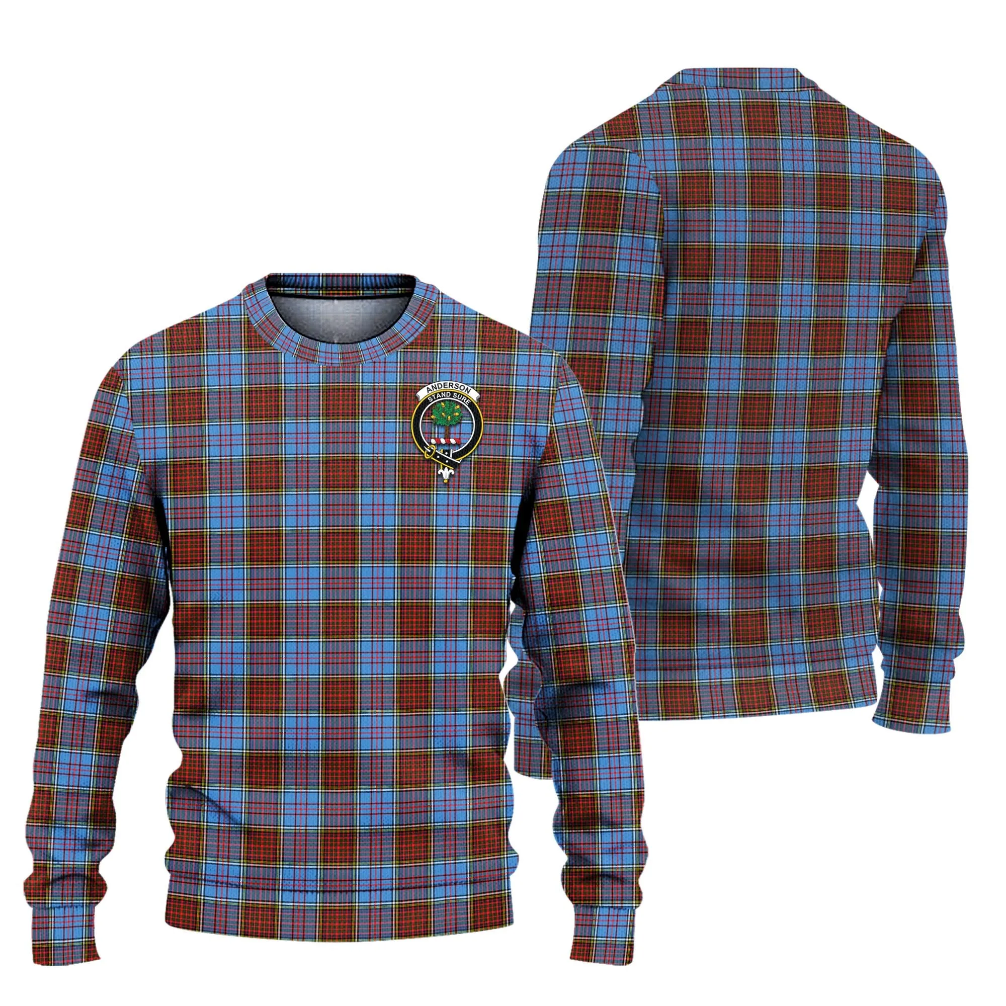 Anderson Modern Tartan Ugly Sweater with Family Crest