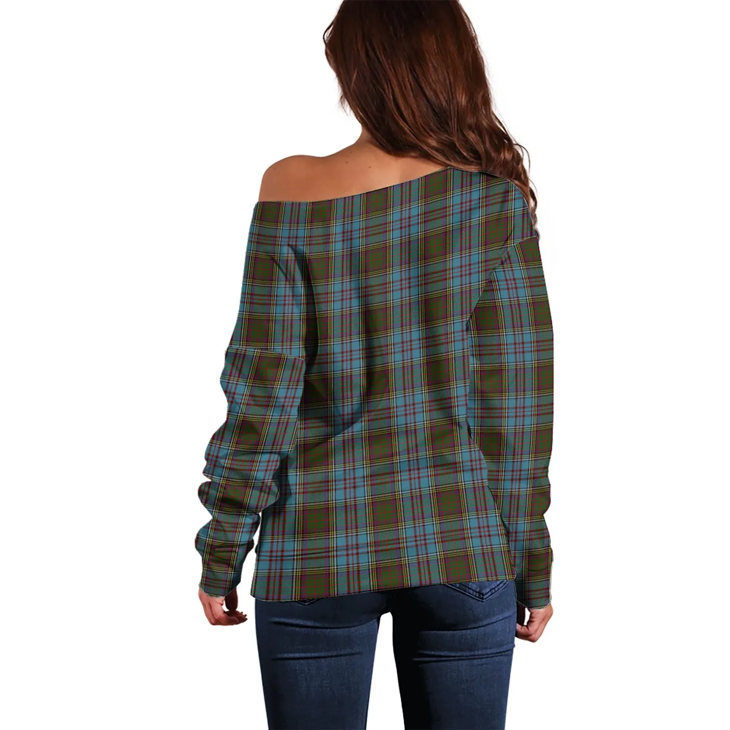 Anderson Tartan Off Shoulder Women Sweater