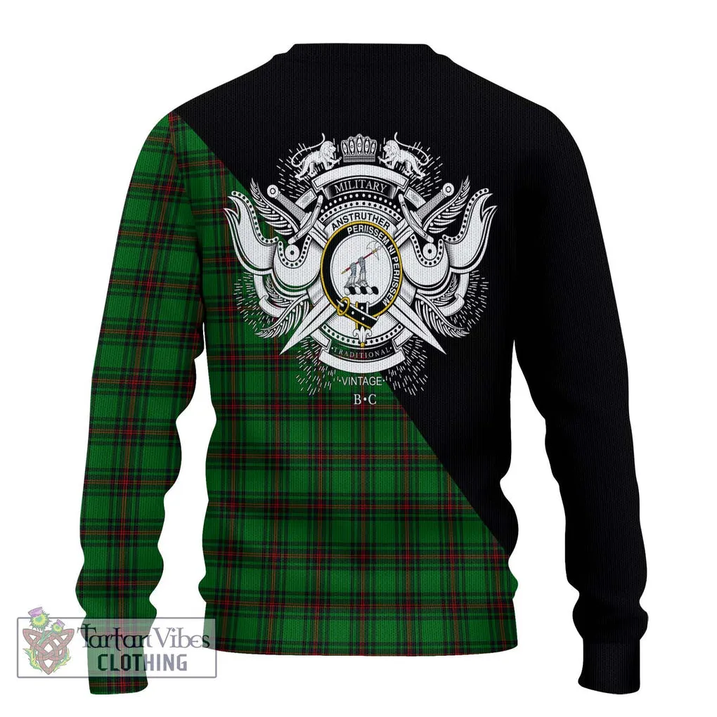 Anstruther Tartan Ugly Sweater with Family Crest and Military Logo Style