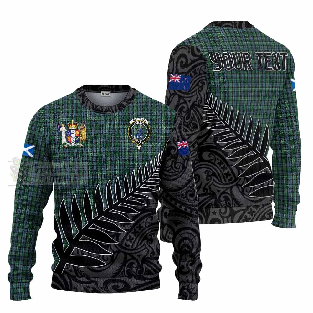 Arbuthnot Crest Tartan Knitted Sweater with New Zealand Silver Fern Half Style