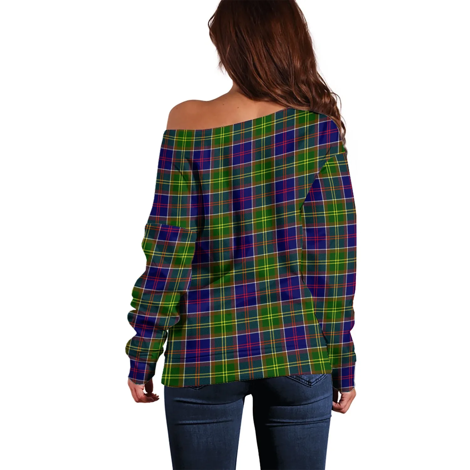 Arnott Tartan Off Shoulder Women Sweater