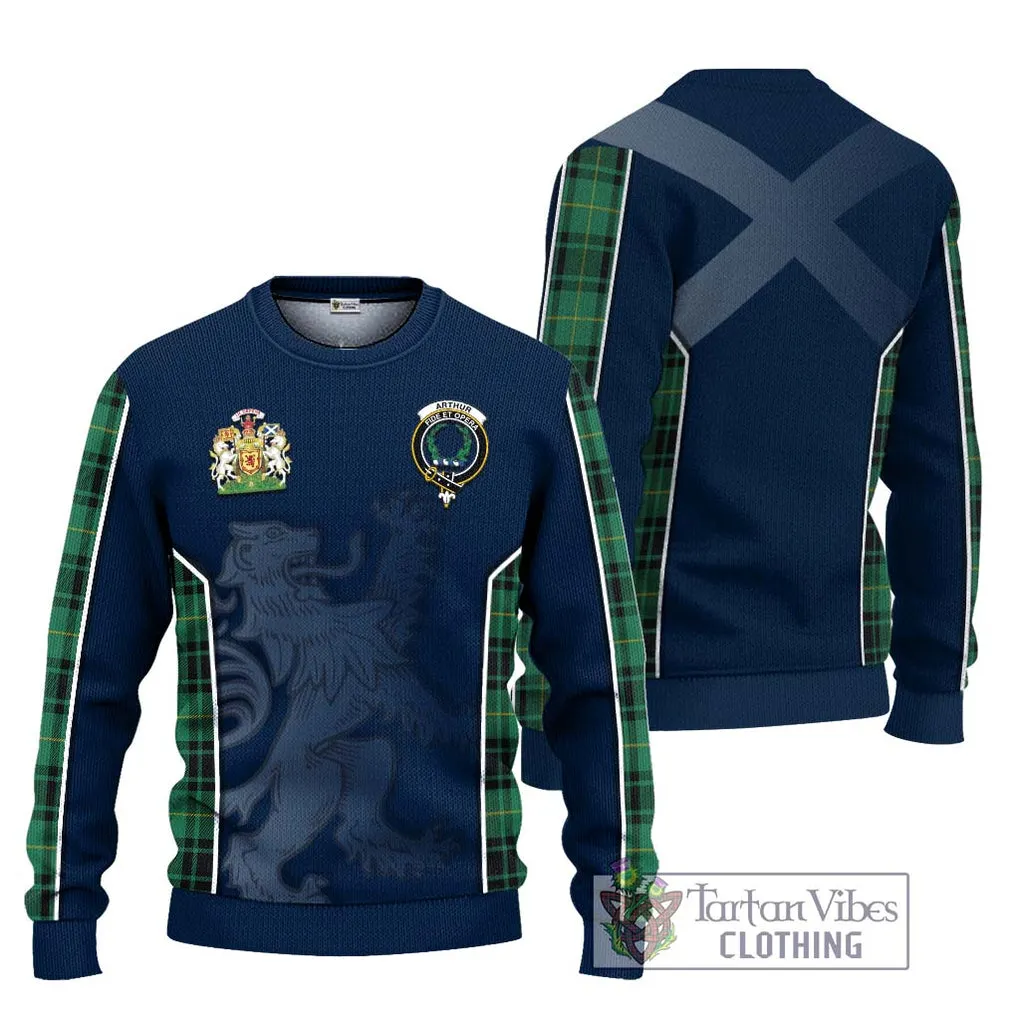 Arthur Ancient Tartan Ugly Sweater with Family Crest and Lion Rampant Vibes Sport Style