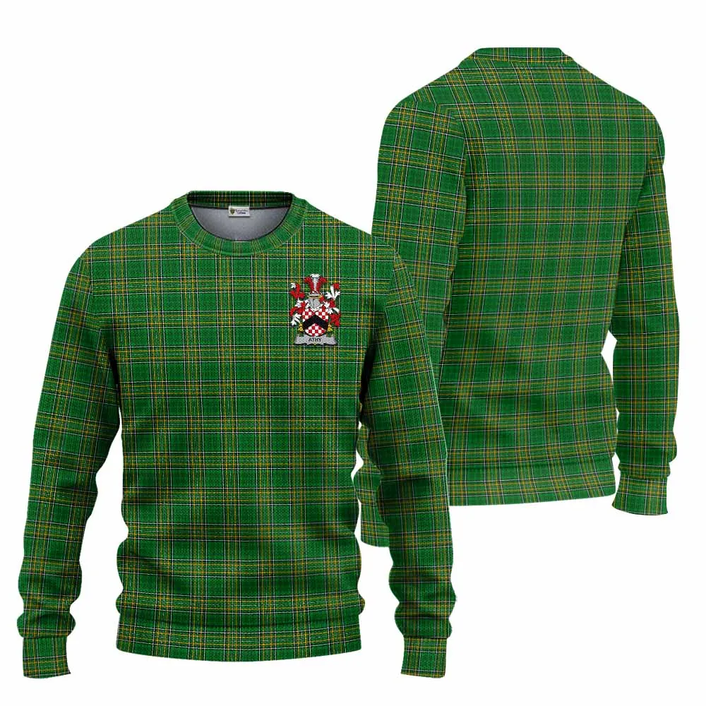 Athy Irish Clan Tartan Knitted Sweater with Coat of Arms