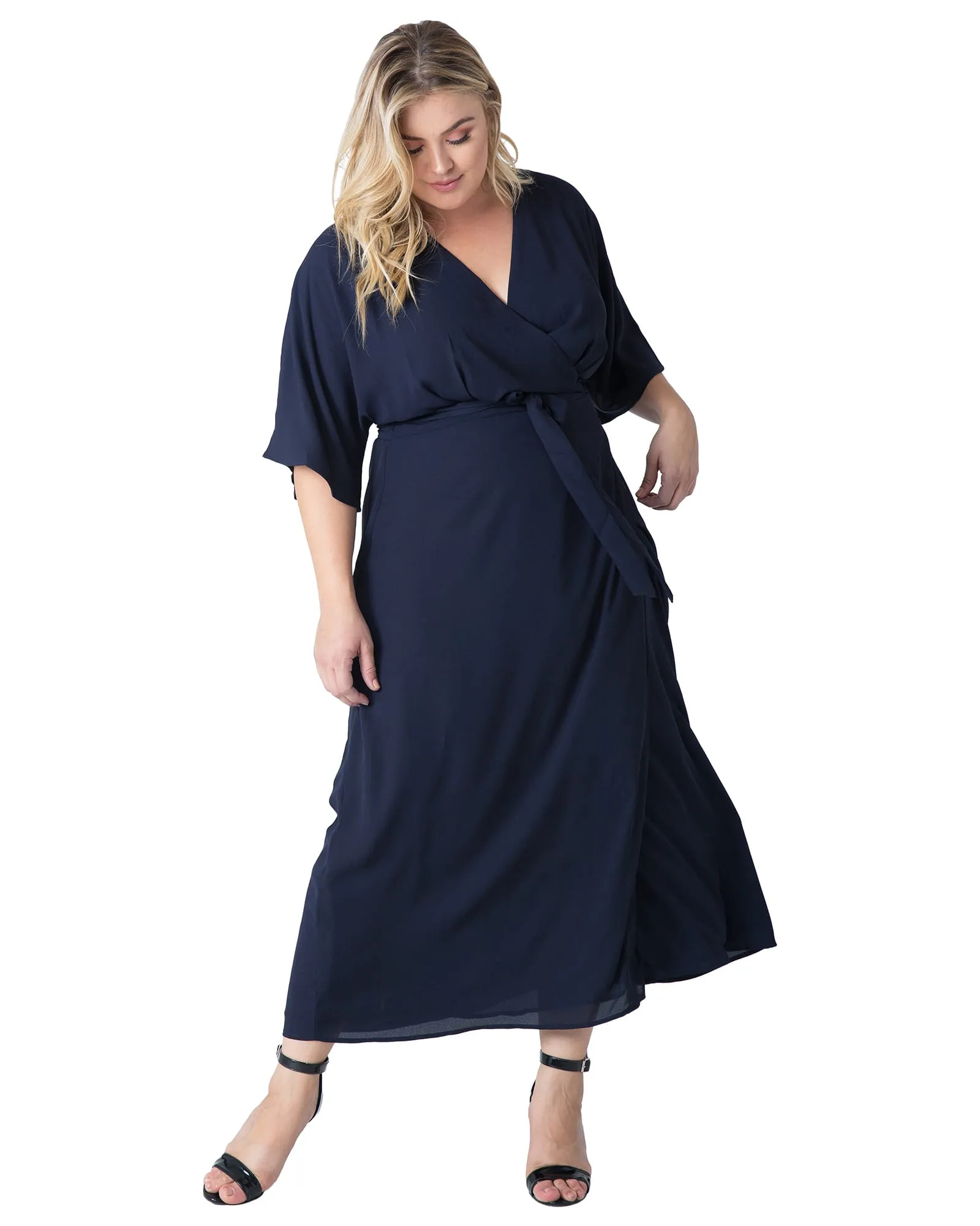 Aubrey Kimono Wrap Maxi Dress | Blue