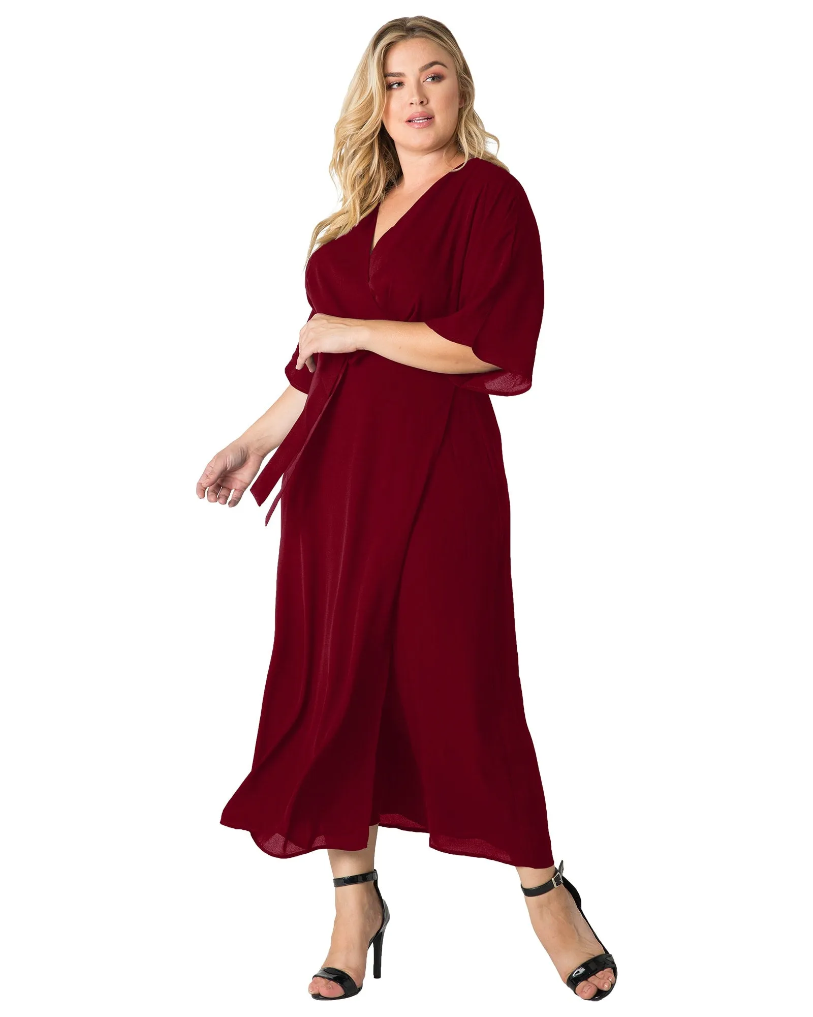 Aubrey Kimono Wrap Maxi Dress | DEEPRED