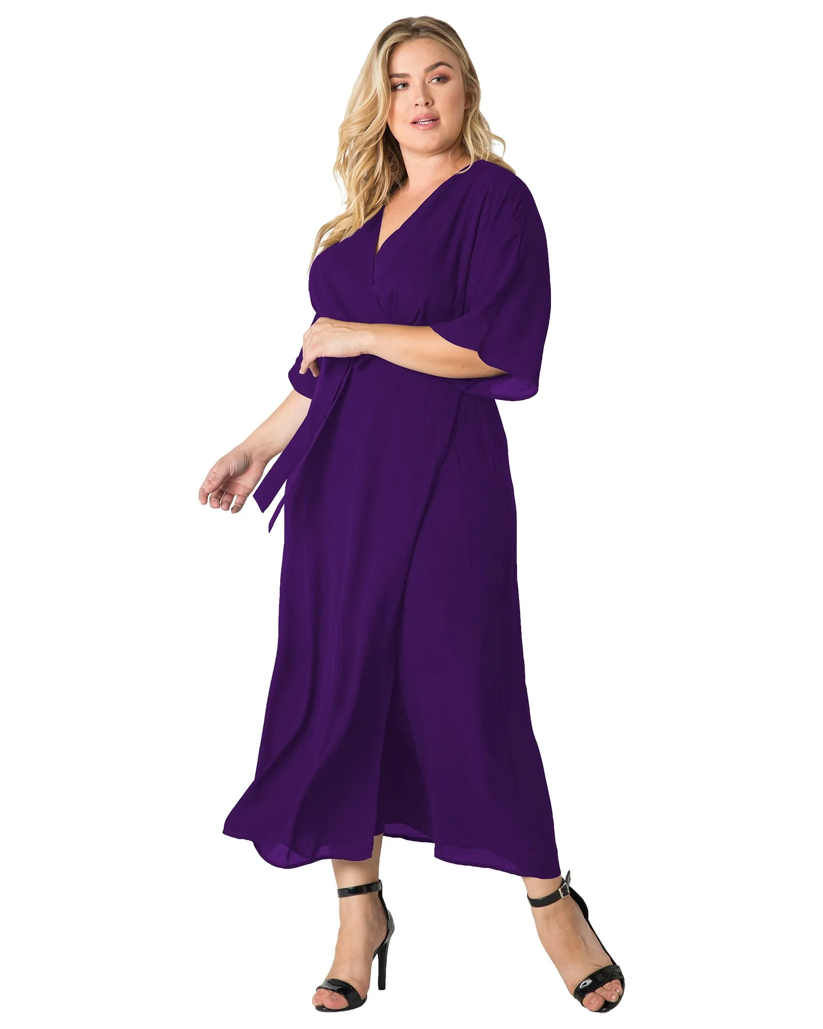 Aubrey Kimono Wrap Maxi Dress | PURPLE