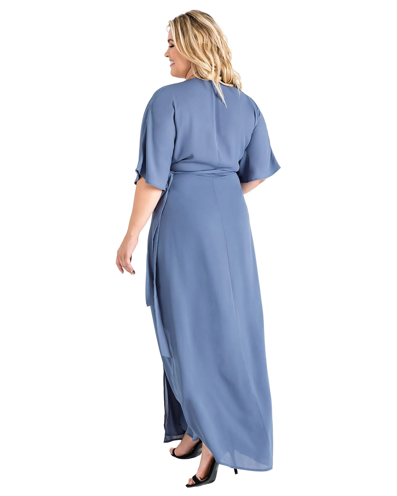 Aubrey Kimono Wrap Maxi Dress | Slate