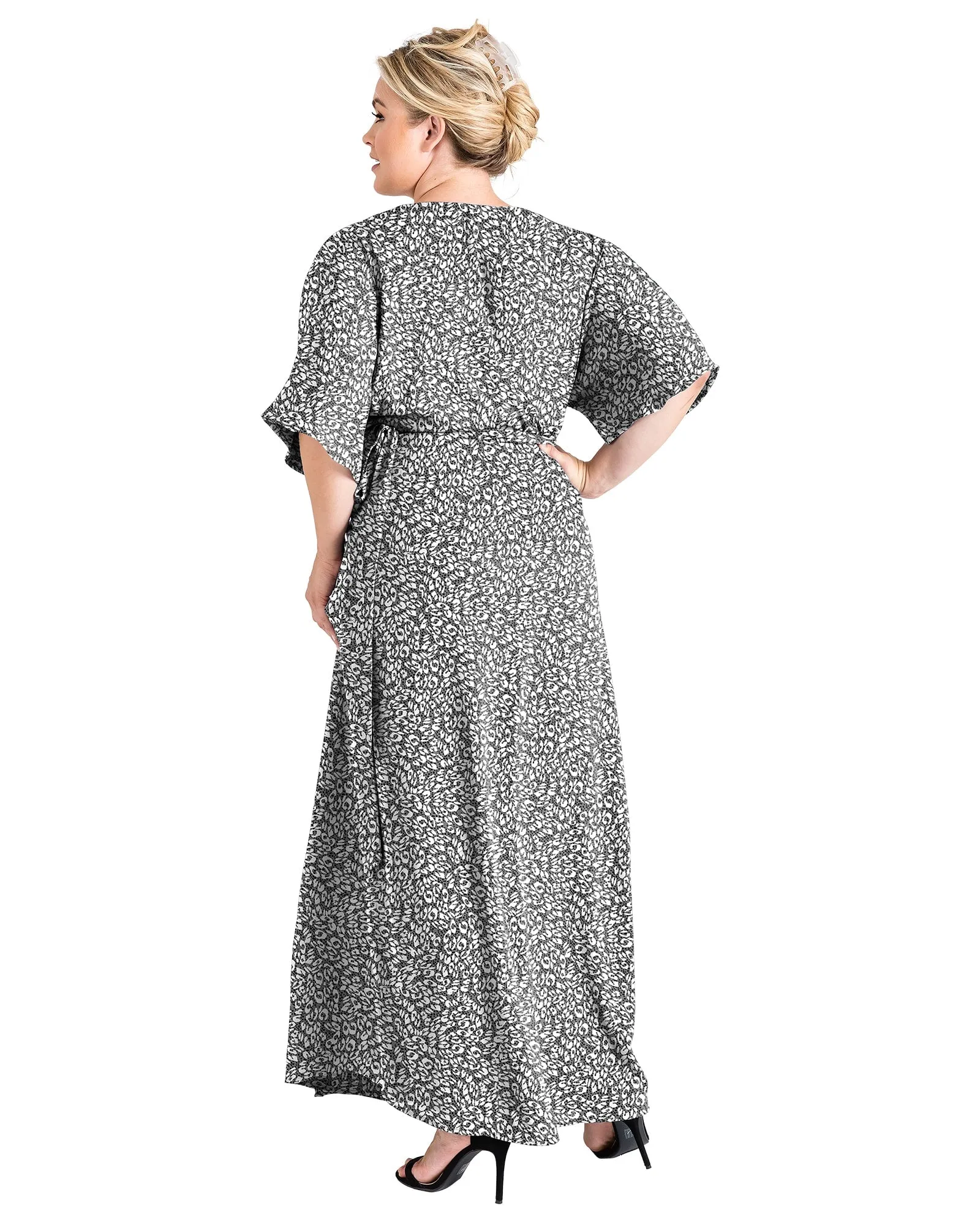 Aubrey Kimono Wrap Maxi Dress | Smoke Leopard