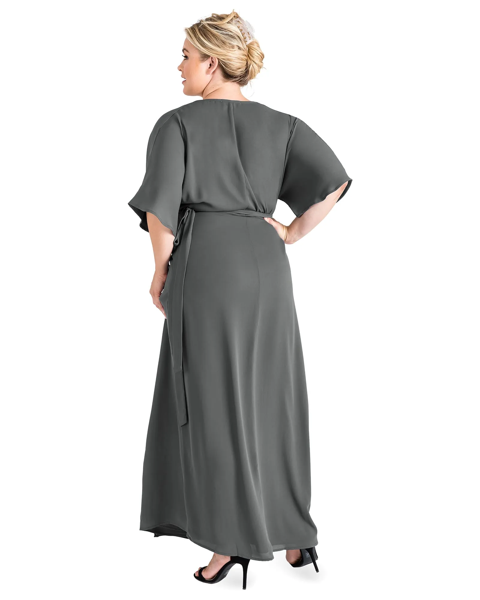 Aubrey Kimono Wrap Maxi Dress | SMOKEGREY