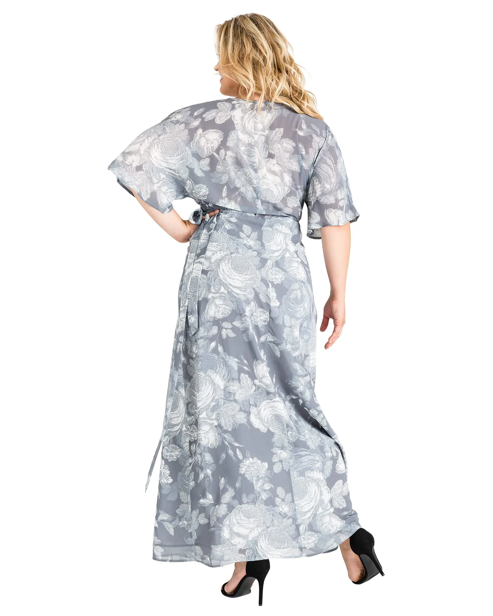 Aubrey Kimono Wrap Maxi Dress | Smokey Rose