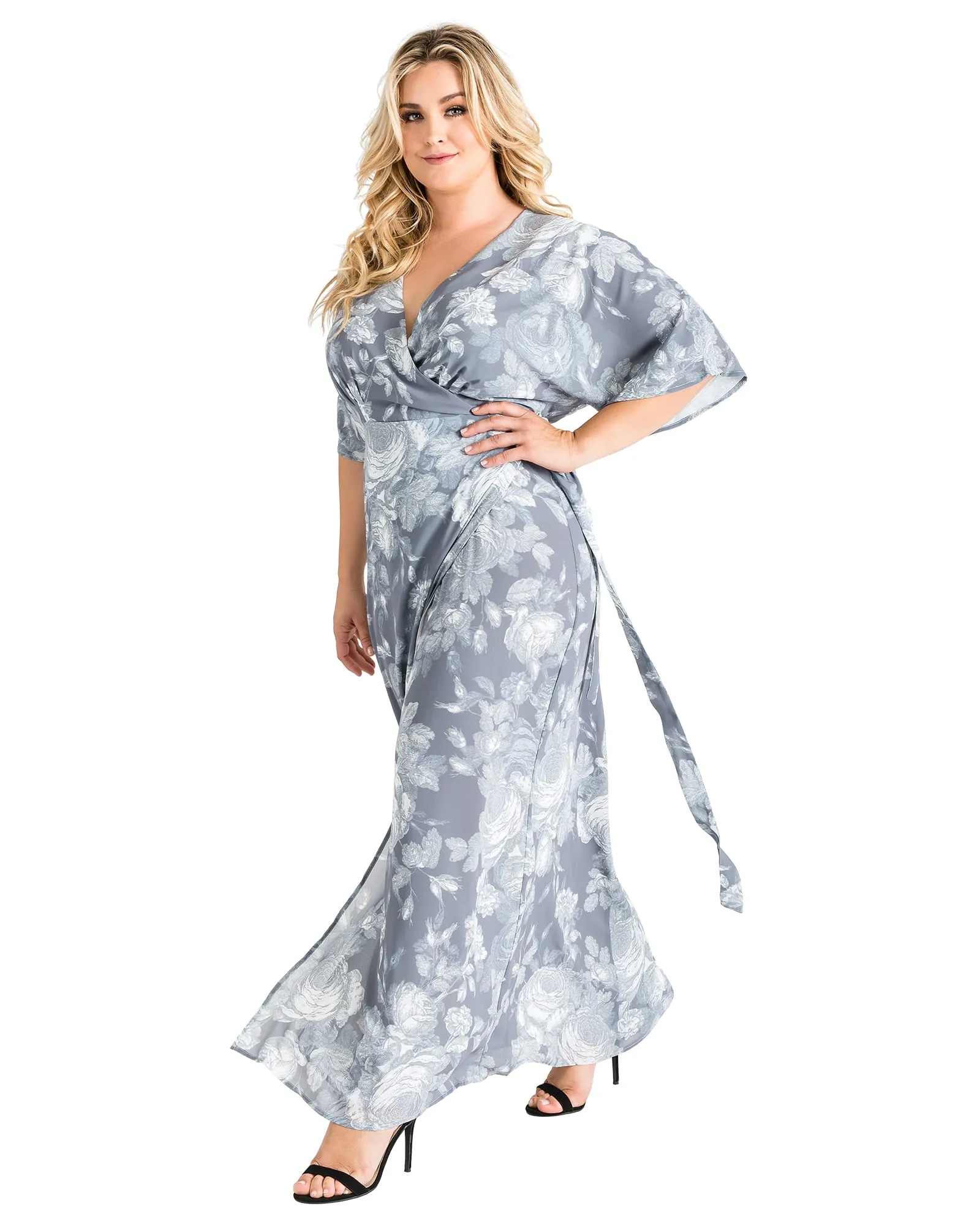 Aubrey Kimono Wrap Maxi Dress | Smokey Rose