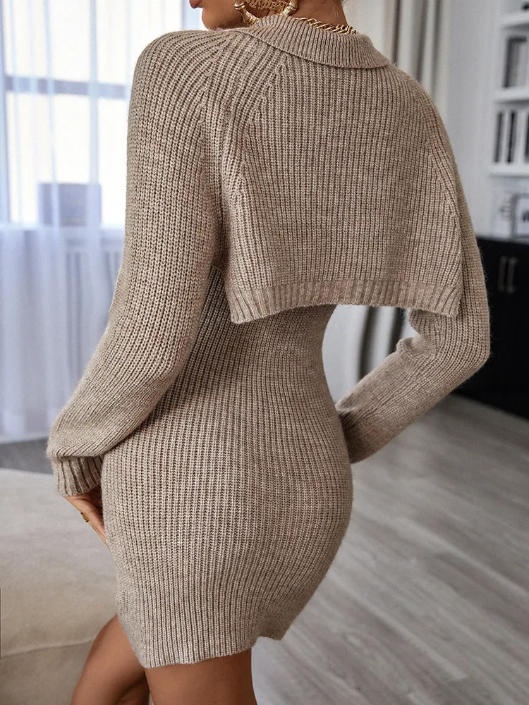 Autumn And Winter New Sexy Knitted Button Fashion Sweater Dress