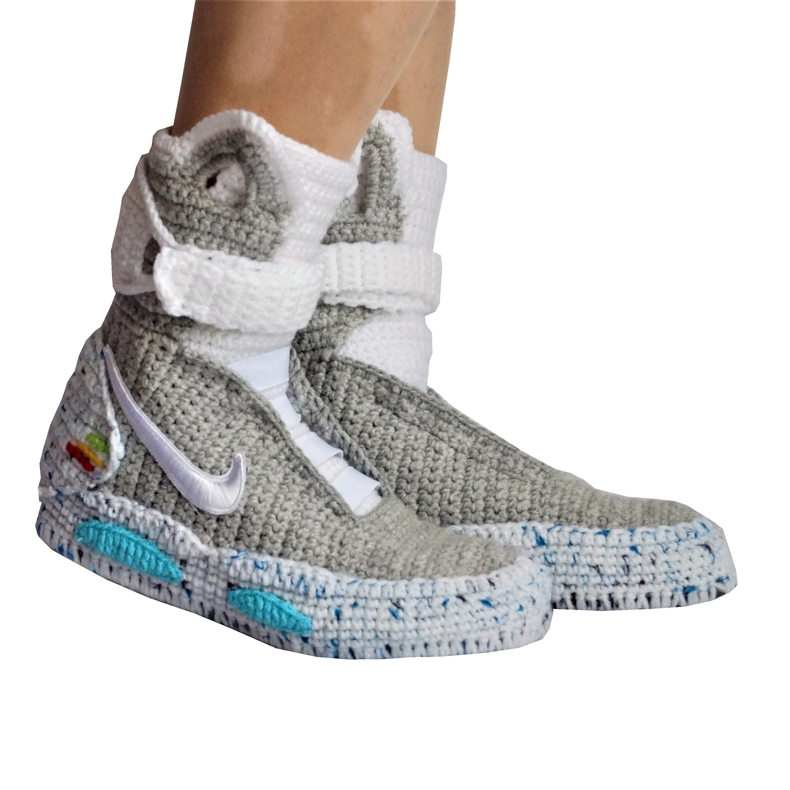 Back To The Future Custom Air Mag Crochet Shoes - Marty McFly Knitted Sneakers Slippers