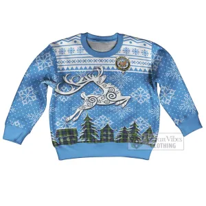 Baillie (Bailey) Clan Christmas Kid Ugly Sweater with Tartan and Celtic Reindeer Style