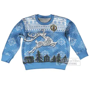 Baird Clan Christmas Kid Ugly Sweater with Tartan and Celtic Reindeer Style