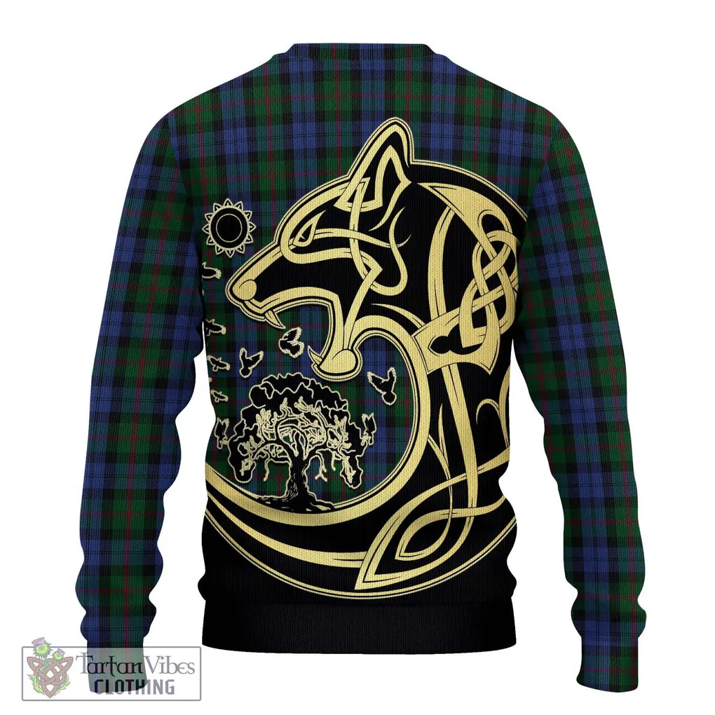 Baird Tartan Ugly Sweater with Family Crest Celtic Wolf Style