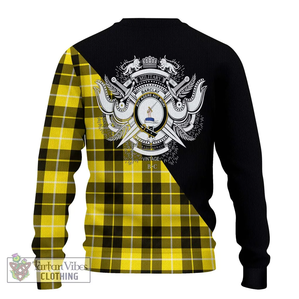 Barclay Dress Modern Tartan Ugly Sweater with Family Crest and Military Logo Style