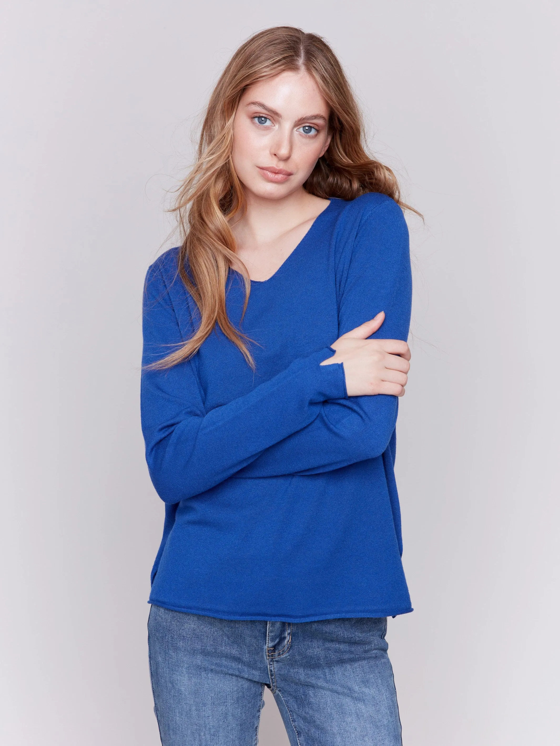 Basic V-Neck Sweater - Sapphire