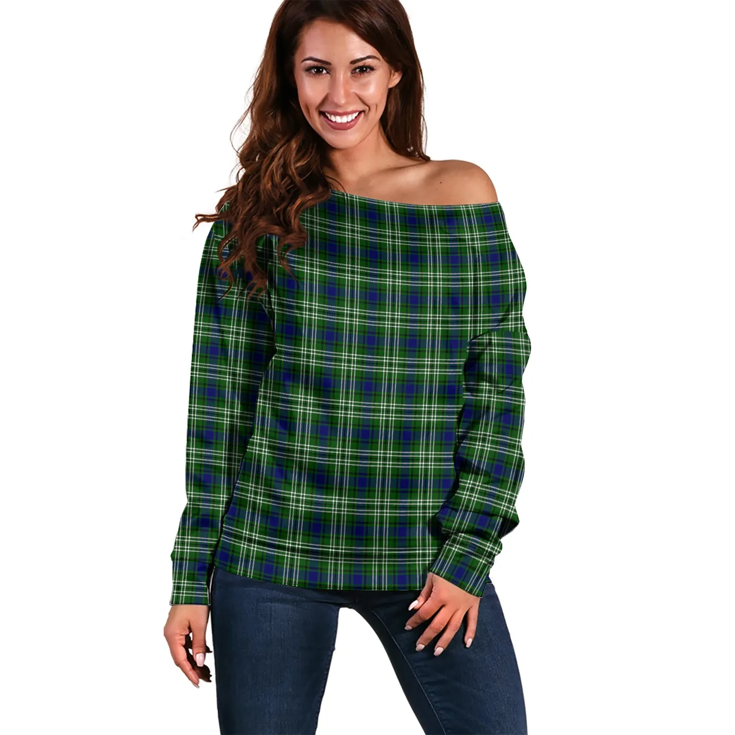 Blackadder Tartan Off Shoulder Women Sweater