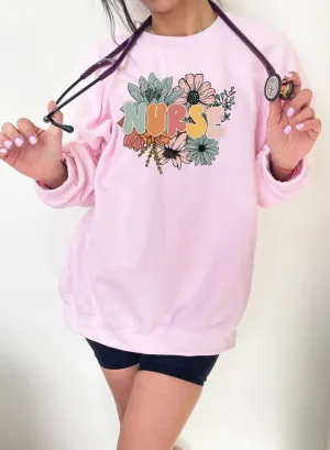 Boho Floral Registered Nurse Crewneck Sweatshirt