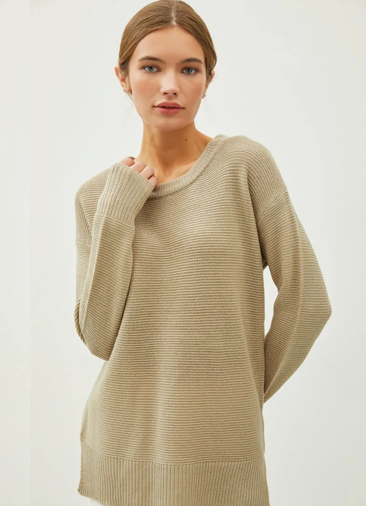 Boyfriend Waffle Texture Sweater in Greige by be cool