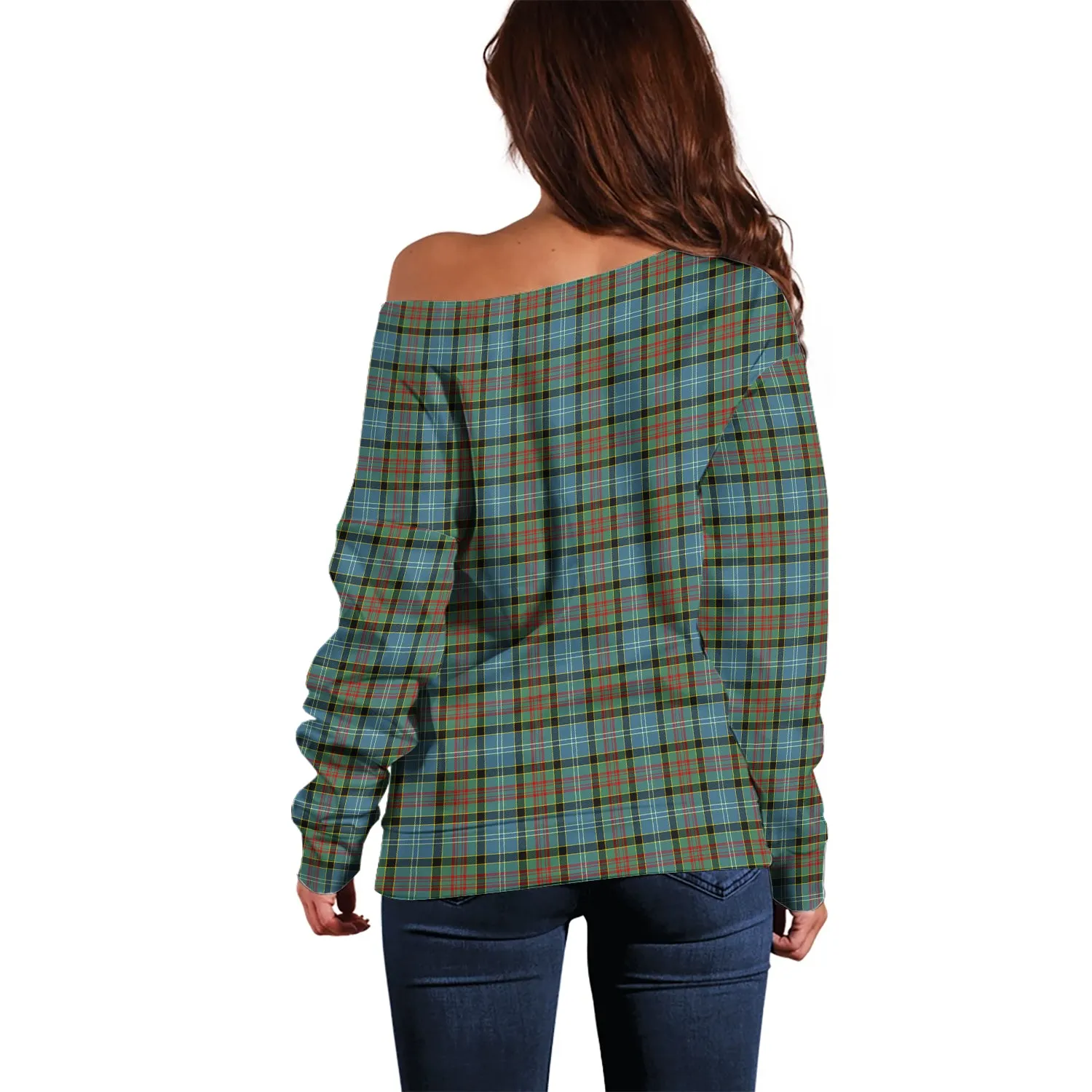 Brisbane Tartan Off Shoulder Women Sweater