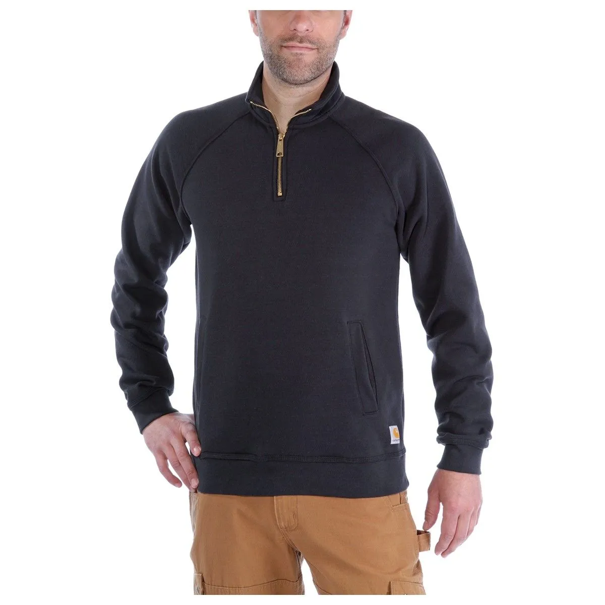 Carhartt&#x20;K503&#x20;Midweight&#x20;Quarter&#x20;Zip&#x20;Mock&#x20;Neck&#x20;Sweatshirt&#x20;-&#x20;Black