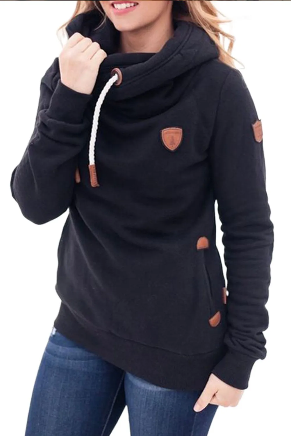 Casual Drawstring Hoddies with Hat