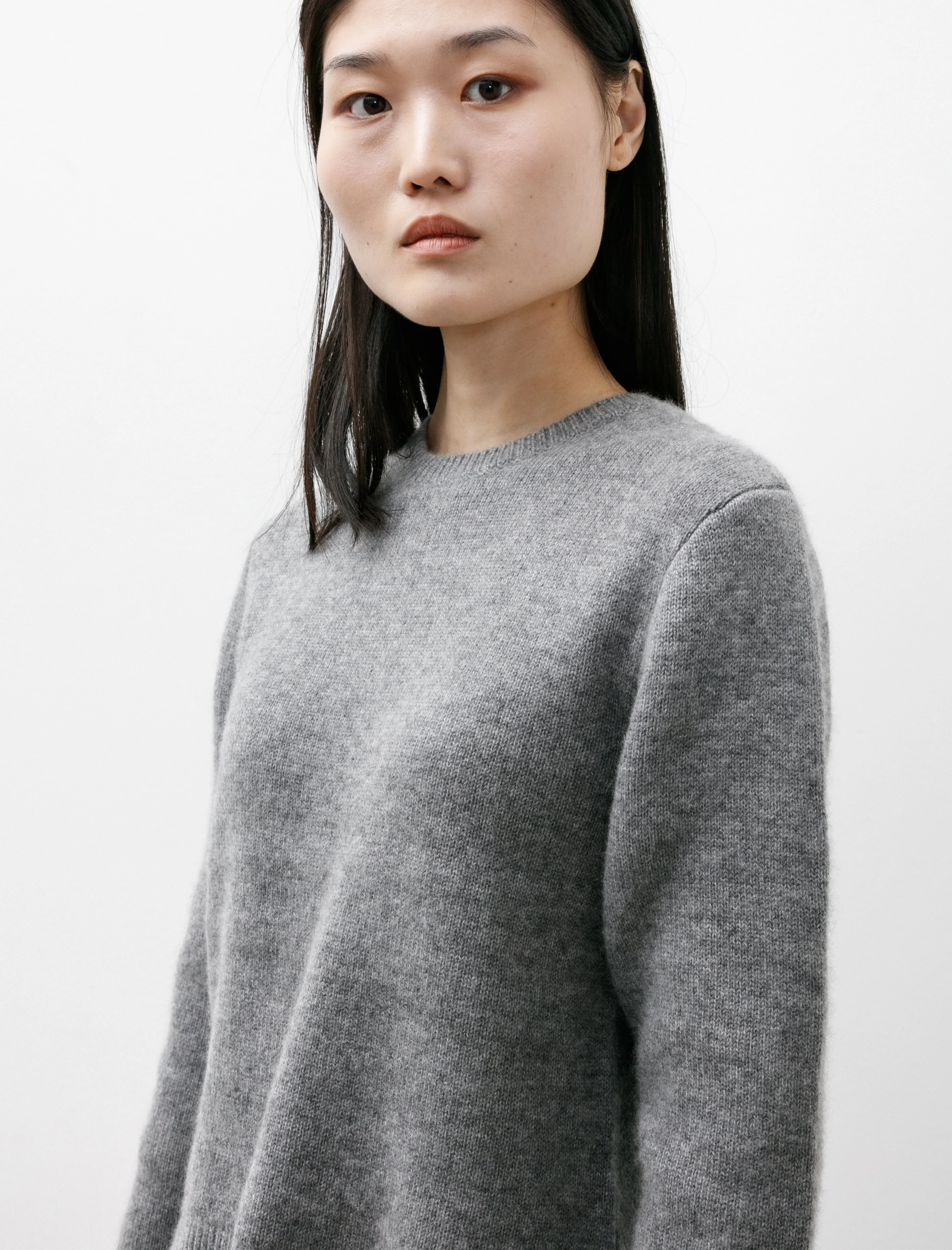 Cropped Crewneck Knit Grey Mélange