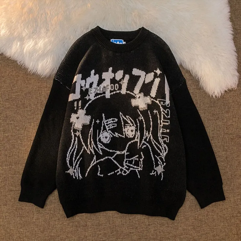 Cute Console Charm: Harajuku Anime Gamer Girl Letter Sweatshirt - Level Up Your Style! 🎮💖