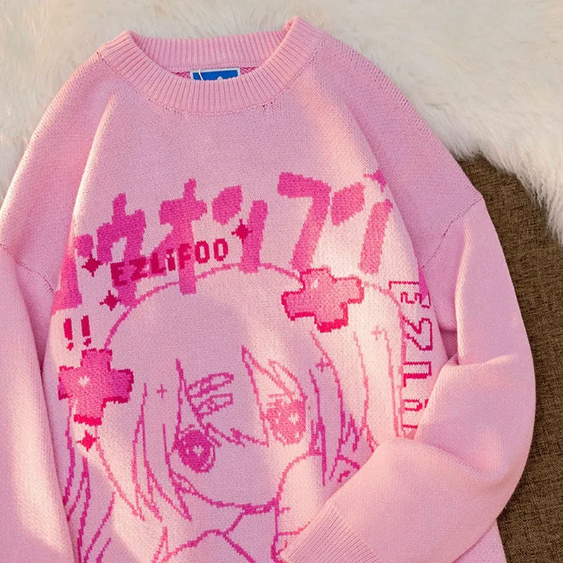 Cute Console Charm: Harajuku Anime Gamer Girl Letter Sweatshirt - Level Up Your Style! 🎮💖