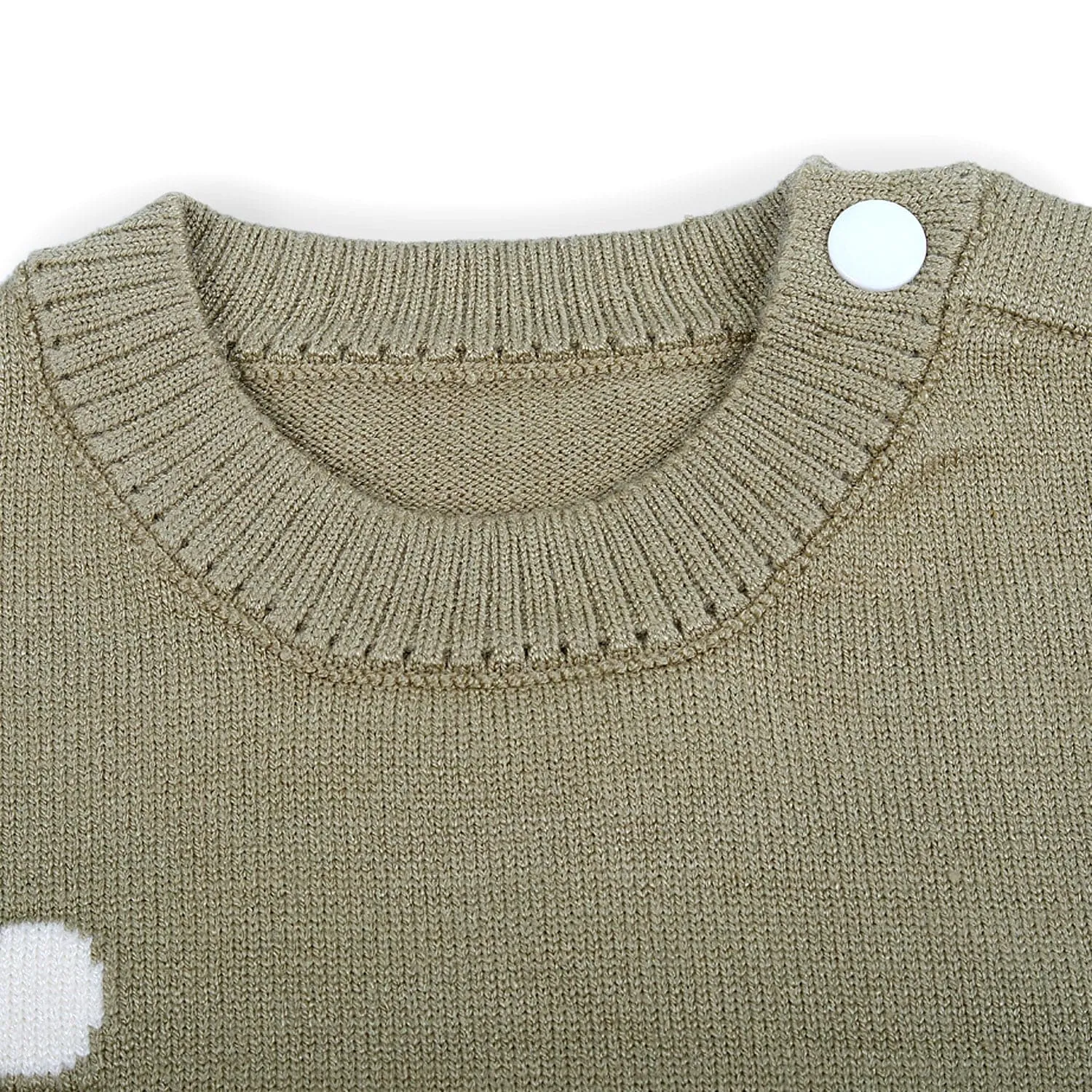 Elephant With 3D Ear Premium Full Sleeves Knitted Sweater - Olive Green