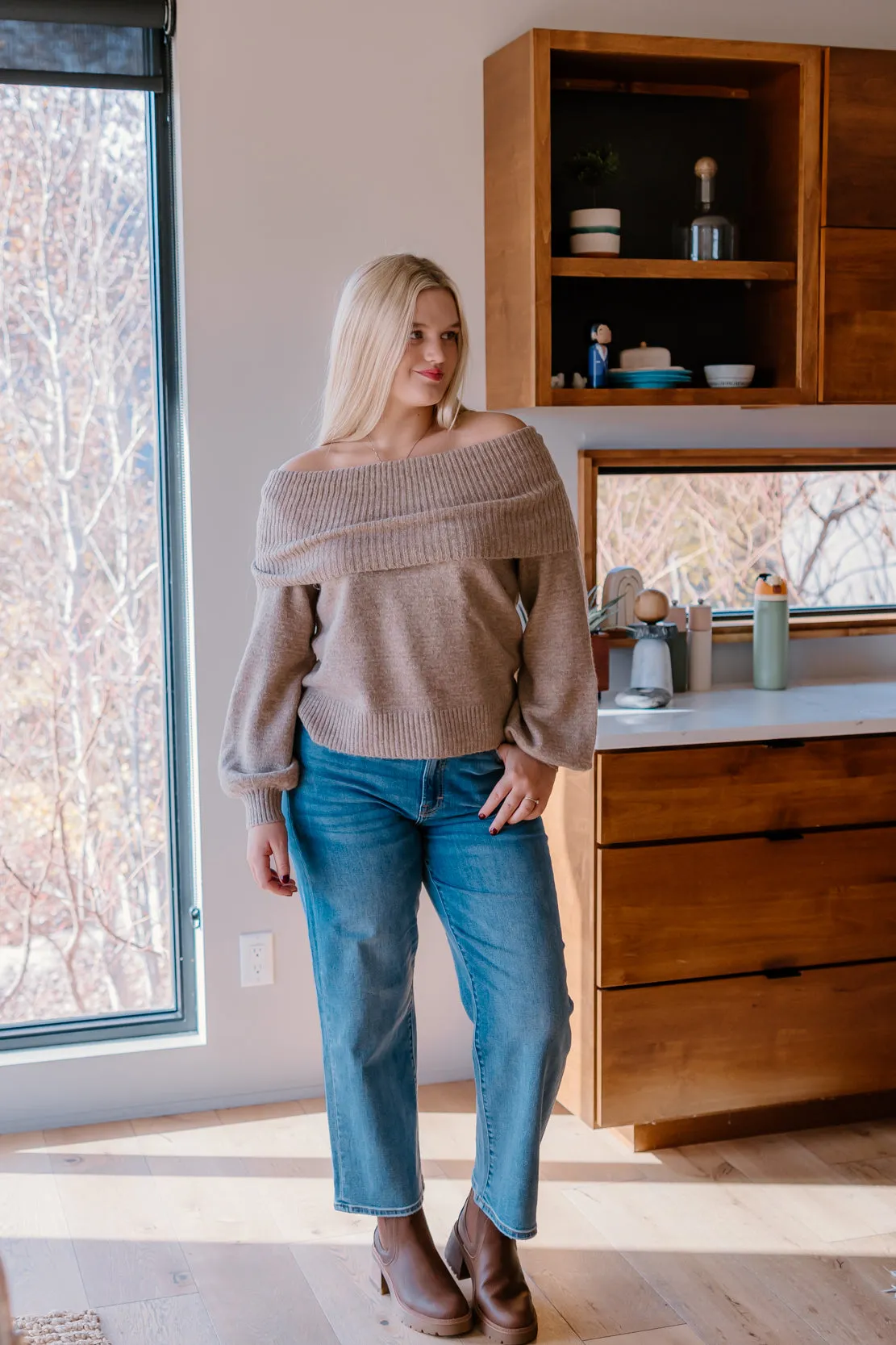 Emerson Off Shoulder Sweater | Mocha