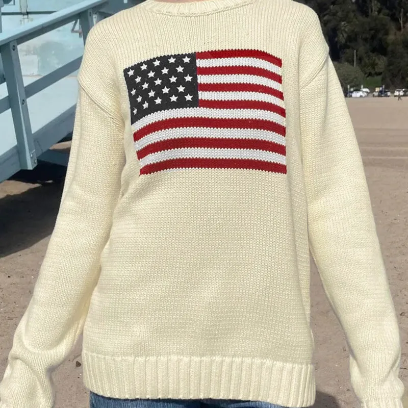 Fashionkova Mable American Flag Sweater