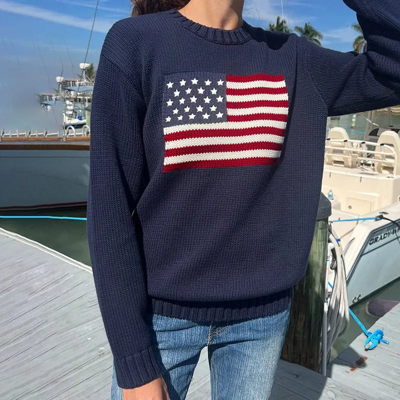 Fashionkova Mable American Flag Sweater