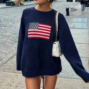 Fashionkova Mable American Flag Sweater