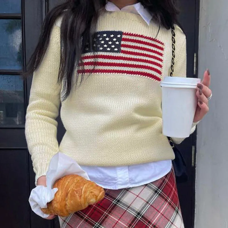 Fashionkova Mable American Flag Sweater