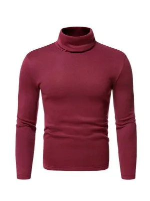 Fleece Pullover Turtleneck Men Sweater