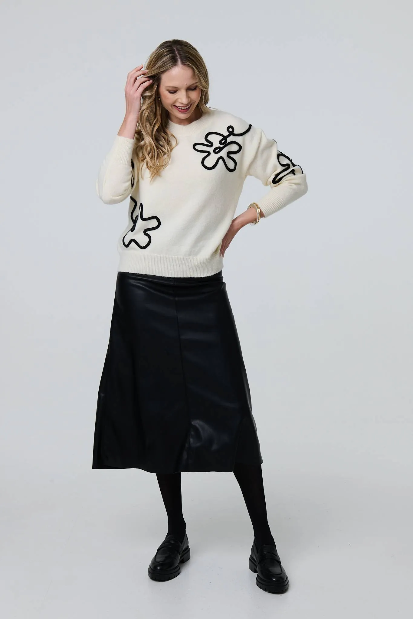 Floral Embroidered Relaxed Jumper