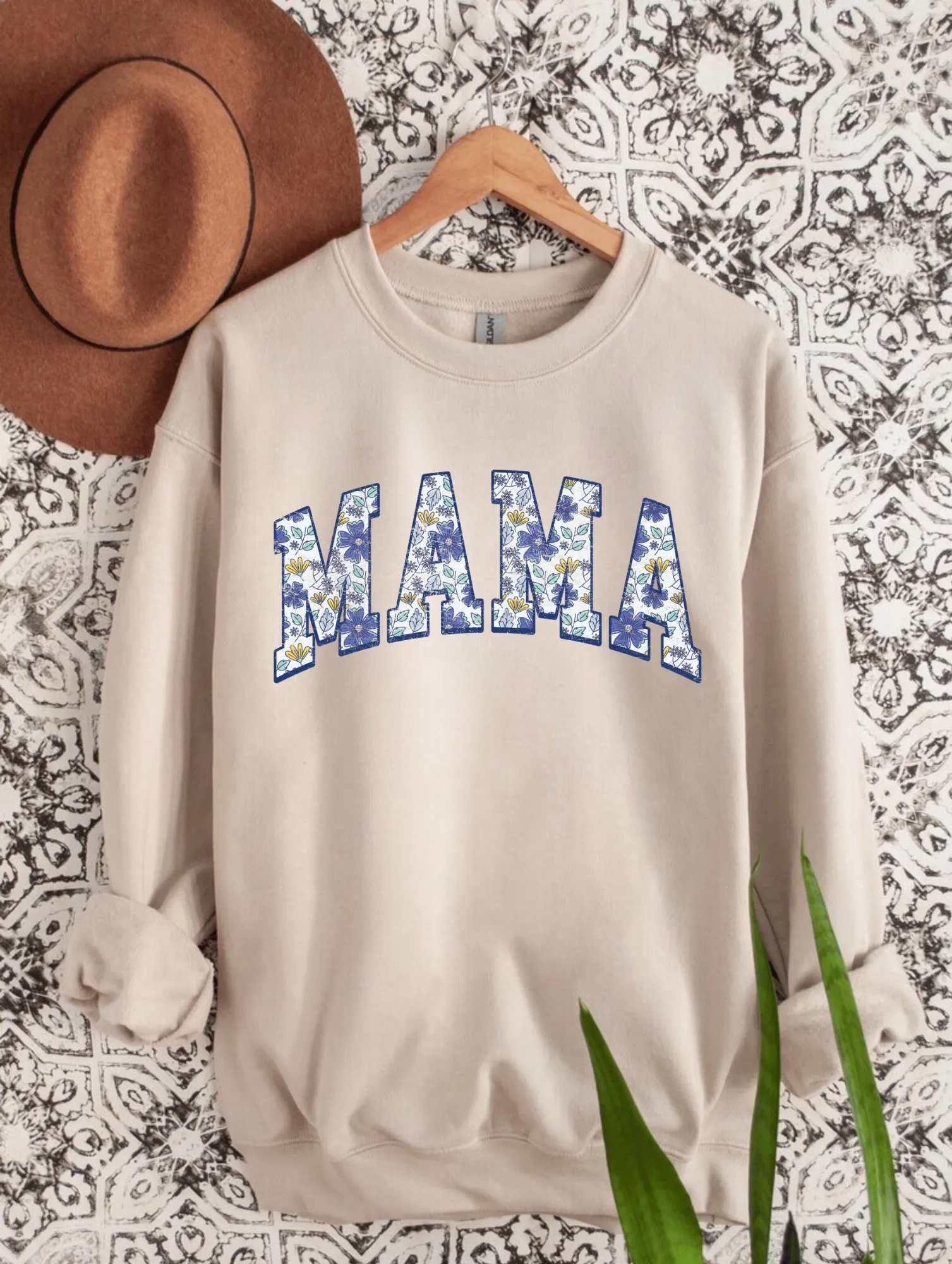 Floral Varsity Mama Crewneck Sweatshirt