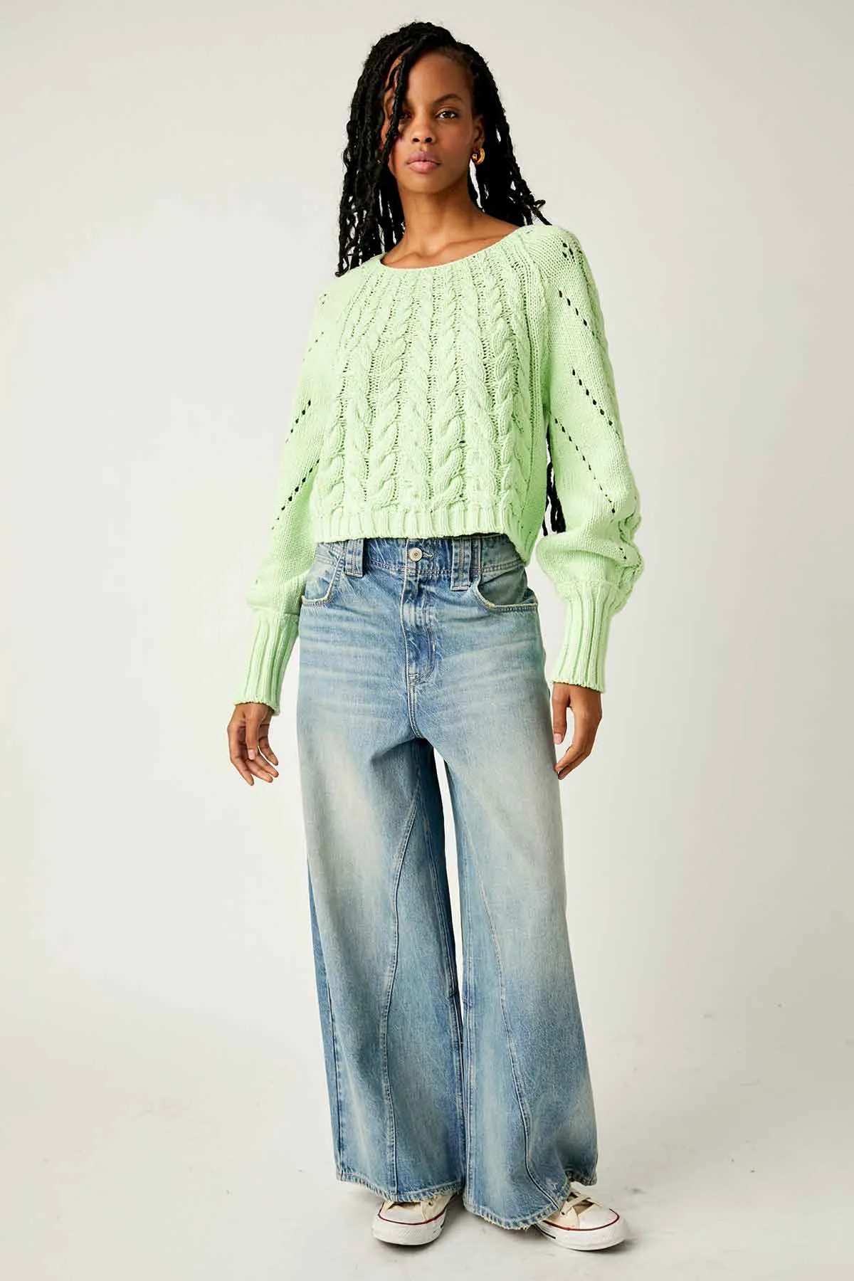 Free People Sandre Pullover in Green Light