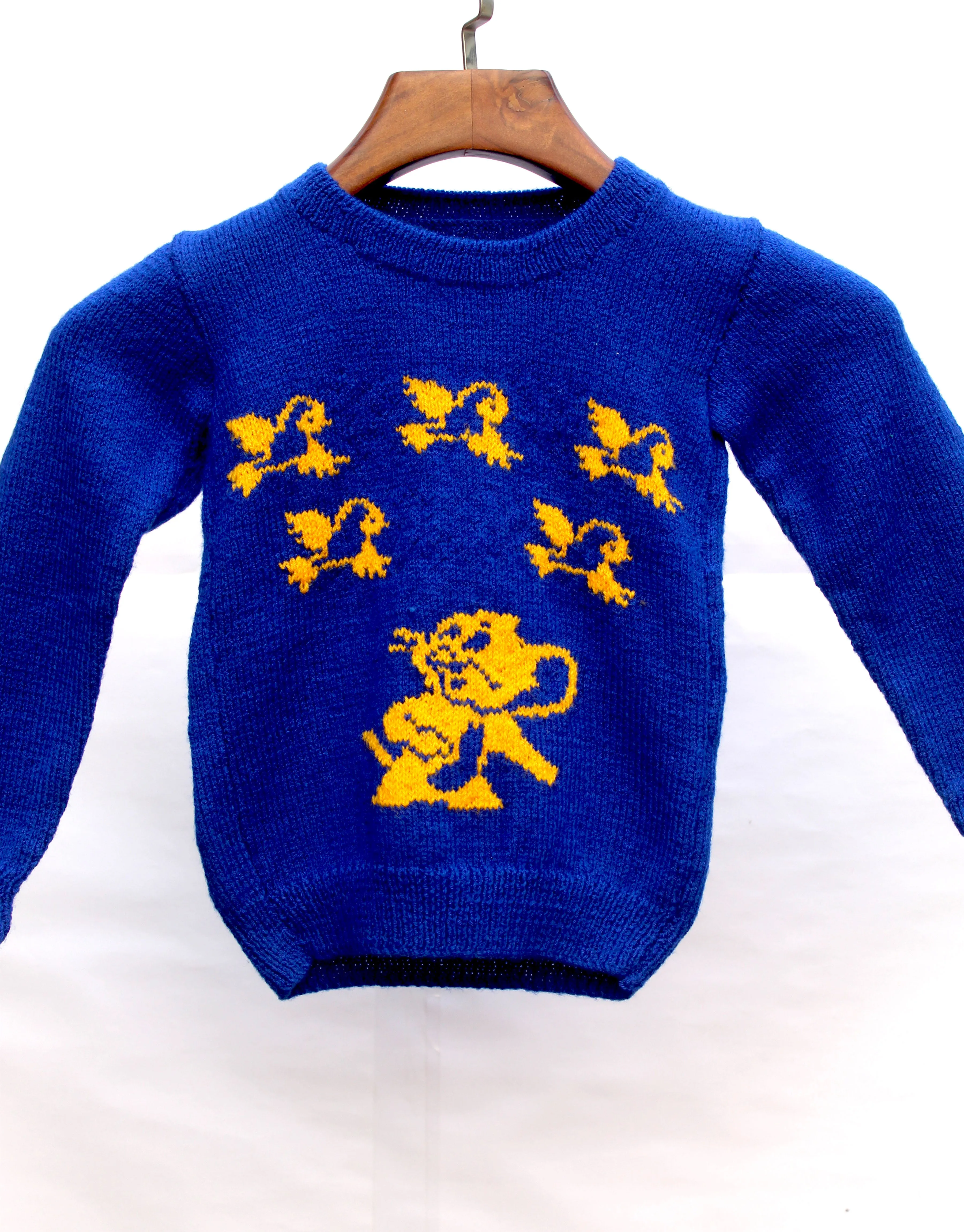 Handmade Woonie Knitting Graminarts Full Sleeve Pullover For Baby Boy- Deep Royal Blue