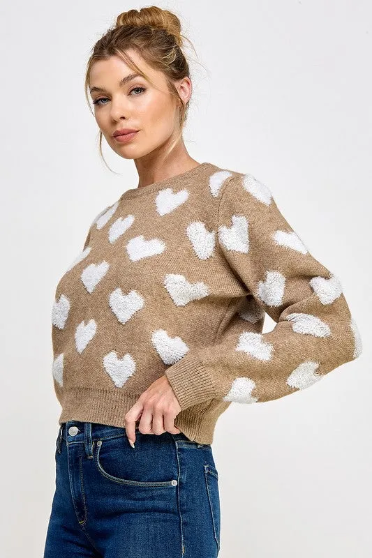 Heather Brown Heart Sweater