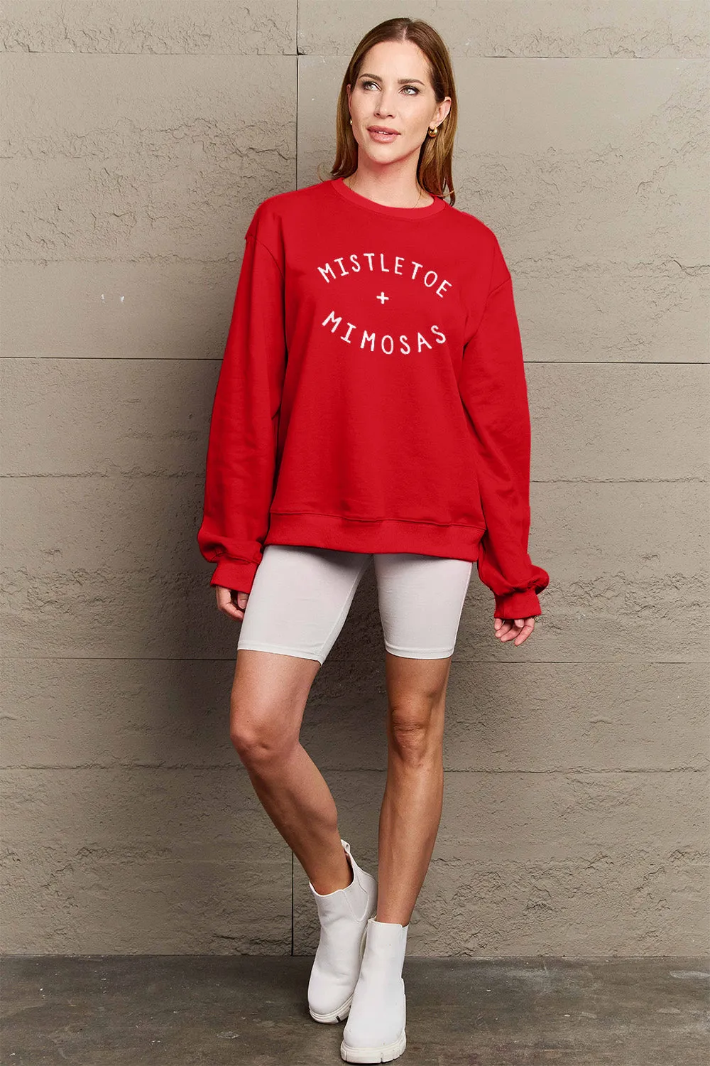 kesley Simply Love Full Size MISTLETOE MIMOSAS Long Sleeve Sweatshirt