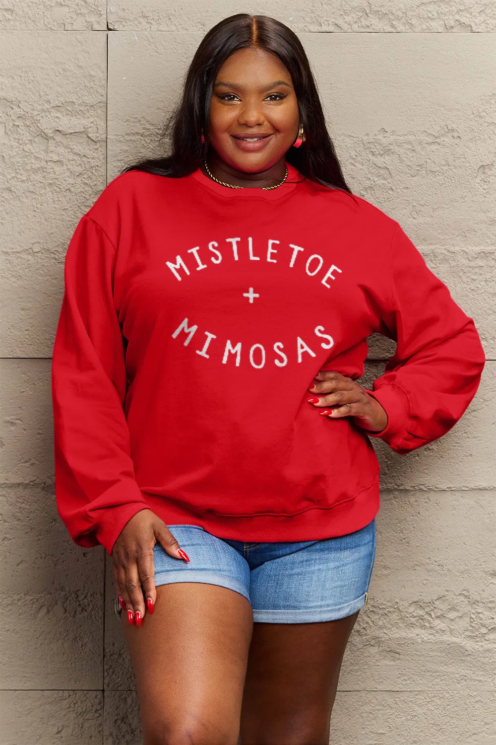 kesley Simply Love Full Size MISTLETOE MIMOSAS Long Sleeve Sweatshirt