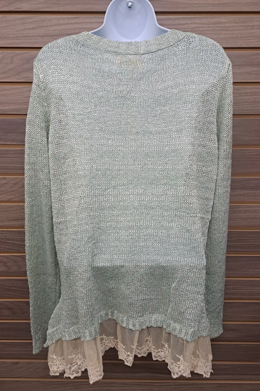 Lace bottom light green sweater