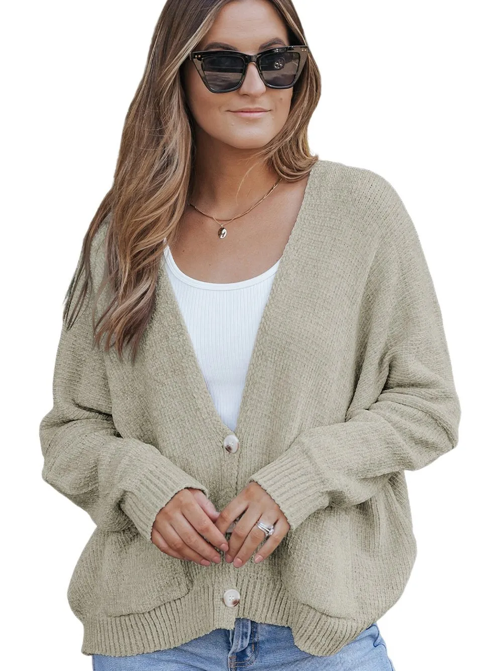 Lapel Pocket Knit Sweater Cardigan Coat