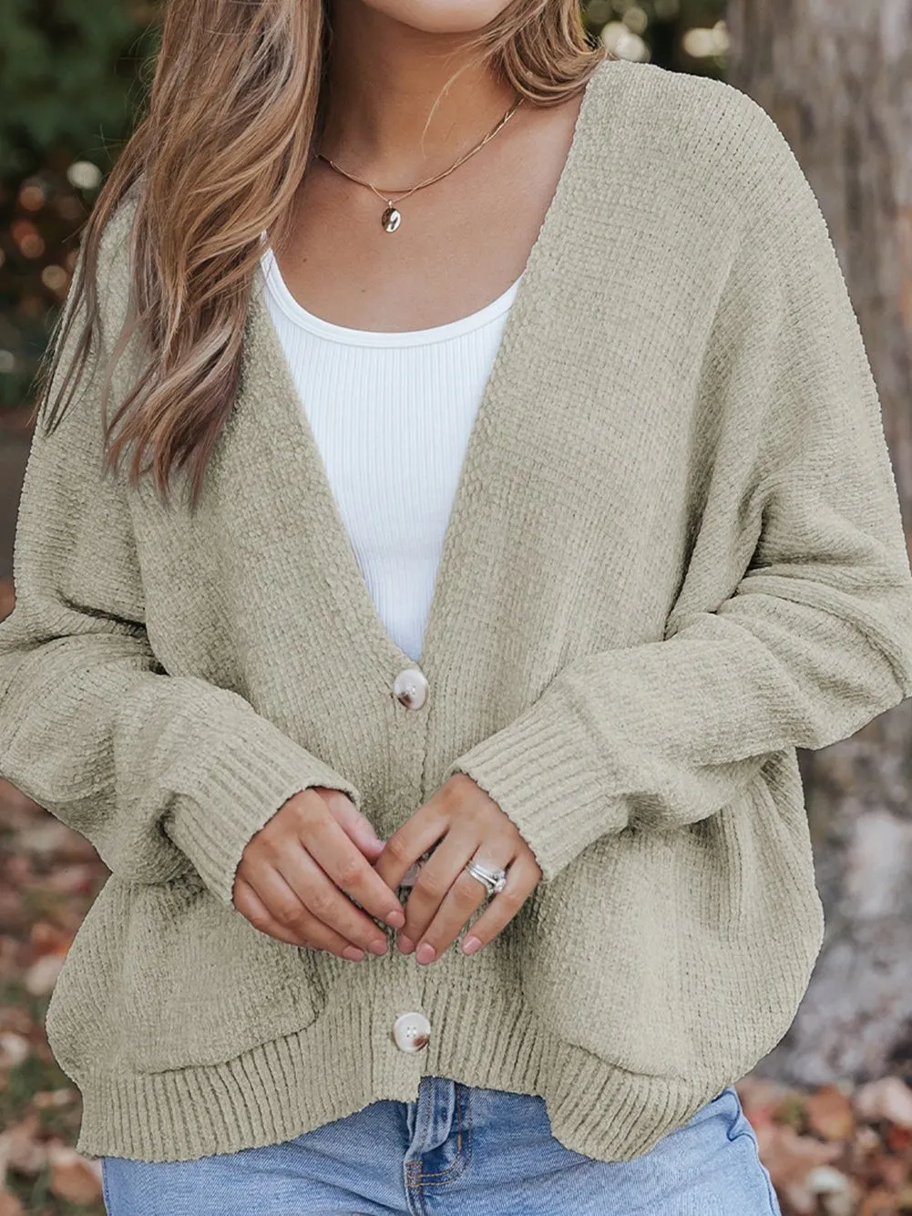 Lapel Pocket Knit Sweater Cardigan Coat