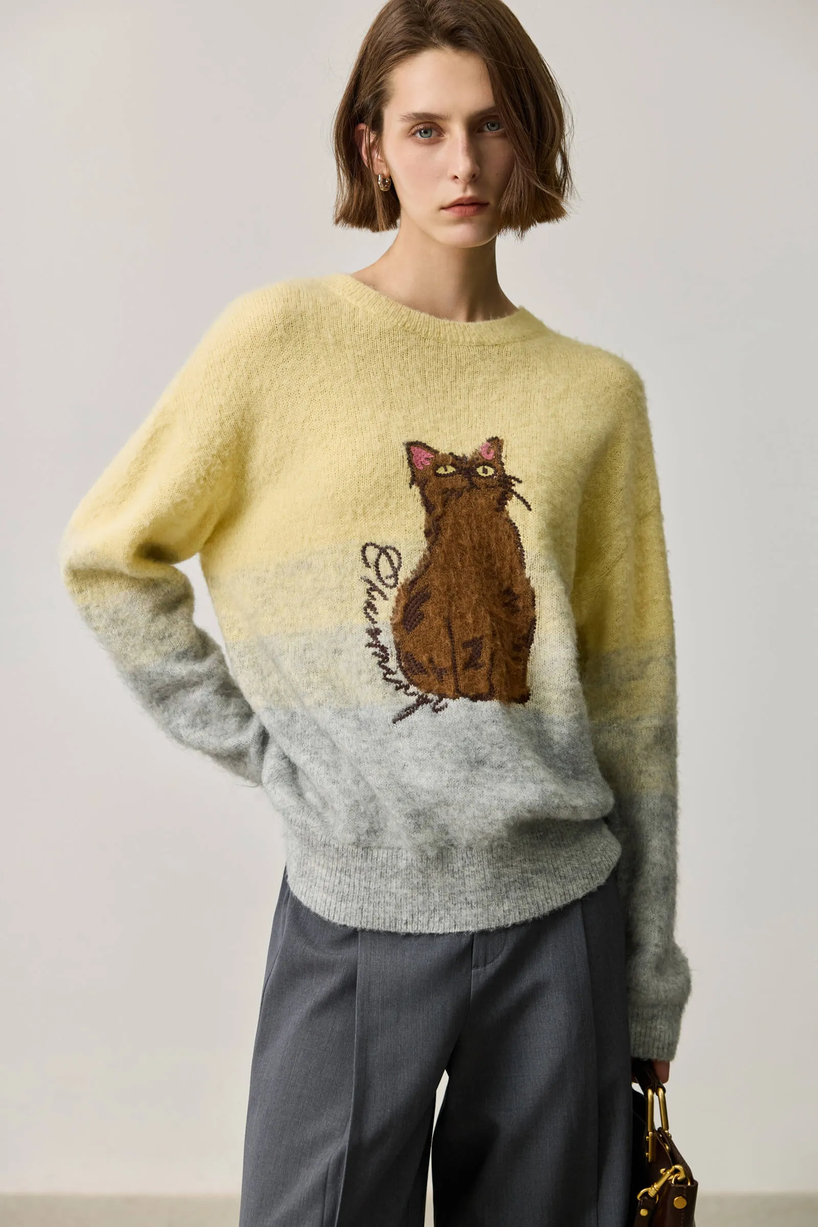 LILY Wool Blend Mohair Crewneck Sweater